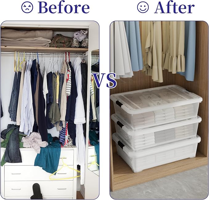 3-Pack Clear Plastic Underbed Storage Bins - Image 5