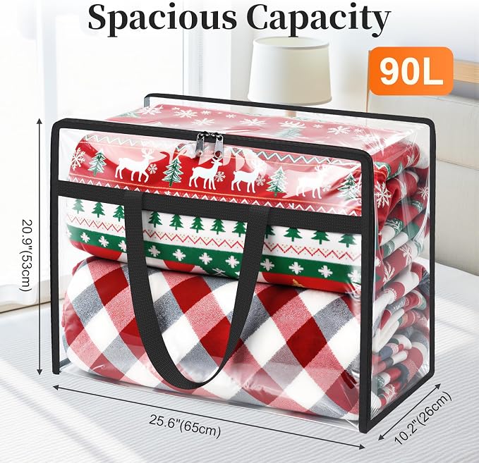 Clear Clothes Storage Bags, 4 Pack Closet Organizers and Under Bed Storage - Image 2