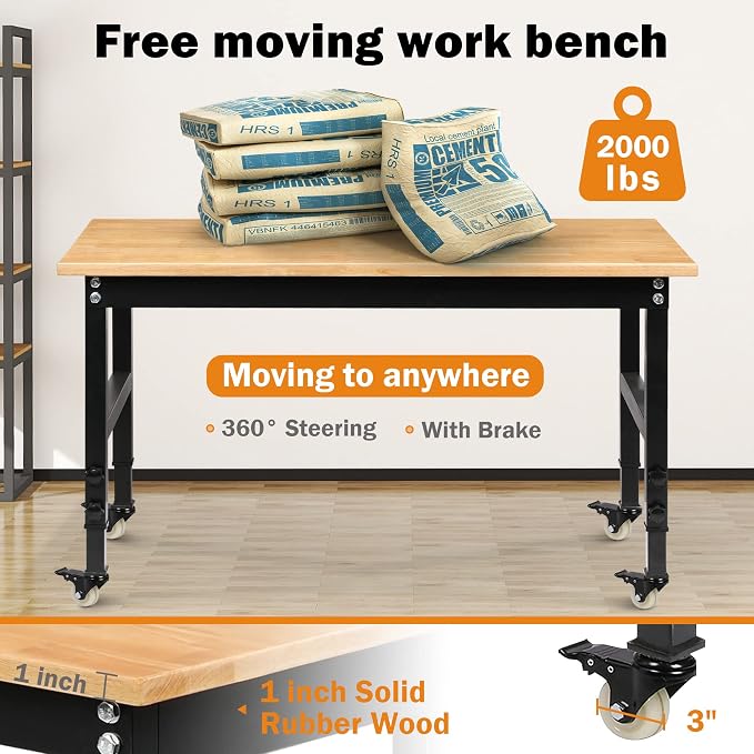 Betterhood 48" Heavy-Duty Adjustable Workbench - Image 4
