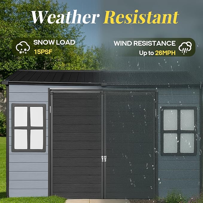 8x4ft Resin Outdoor Storage Shed - Image 4