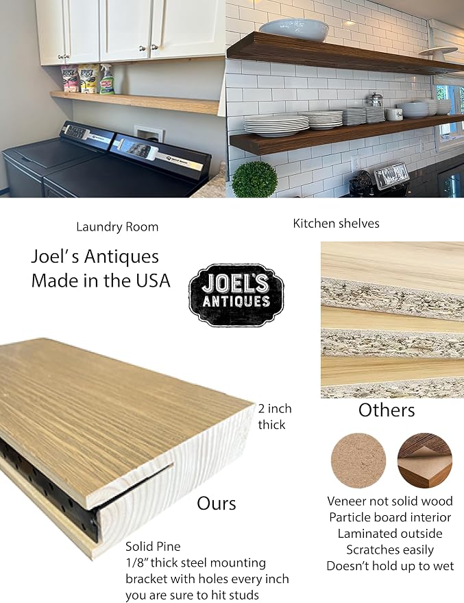 joelsantiques 72 Inch Wooden Floating Shelves - Image 6
