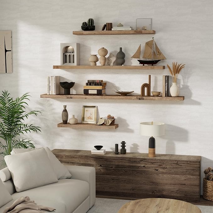 Floating Shelves, 8 Inch Deep Rustic Solid Reclaimed Wood Wall Shelves - Image 2
