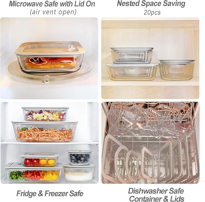 Glass Food Containers with Glass Lid, Microwave Safe Food Storage Container - Image 4