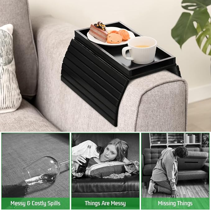 Couch Armrest Table, Bamboo Couch Cup Holder, Couch Cup Holder Tray, Sofa Arm - Image 4