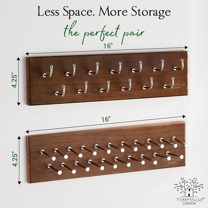 TreeHouse London Tie Rack Organizer – Holds 40 Large Ties – Solid Wood & Sturdy - Image 6