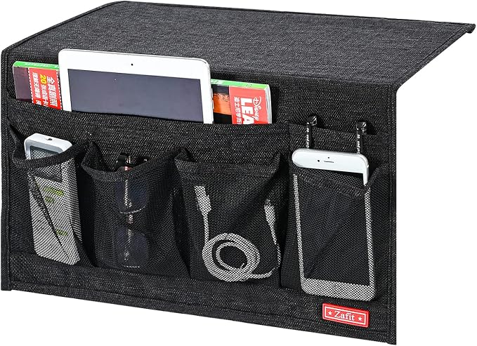 Linen 6 Pockets Bedside Caddy, Bedside Storage Organizer - Image 2