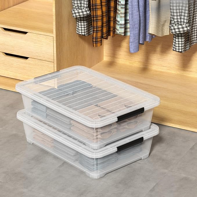 40 Quart Plastic Underbed Storage Boxes, Large Clear Storage Bin - Image 6