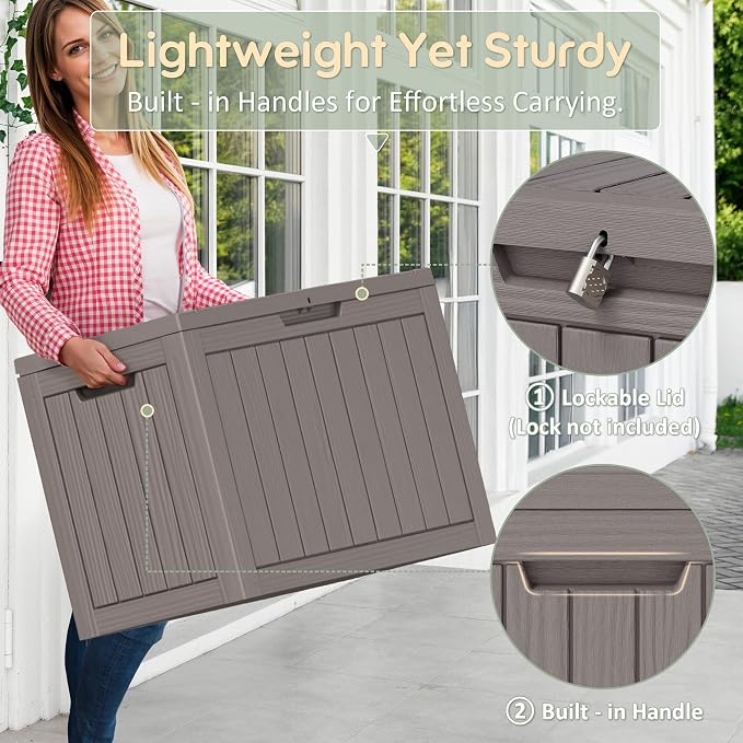 Outdoor Storage Box, Weather-Resistant Resin Deck Box - Image 5