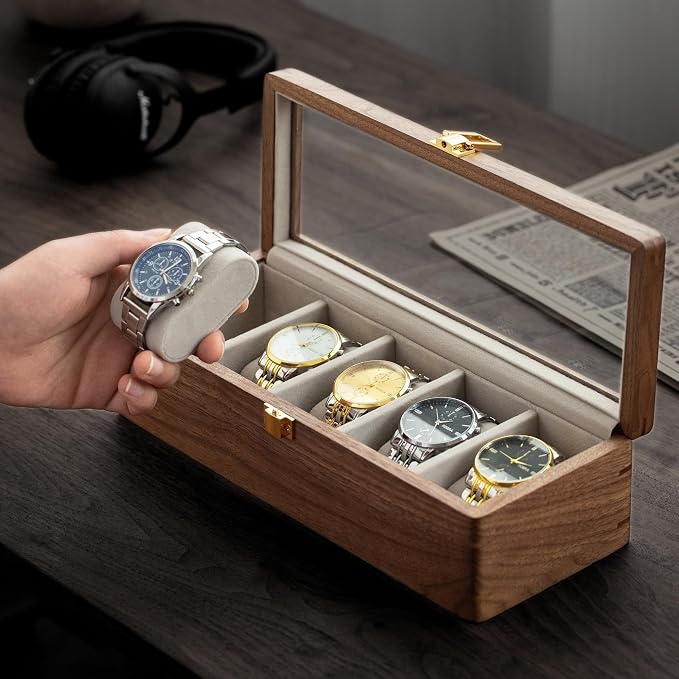 muso wood Watch Display Box, 5 Slot Watch Case - Image 4