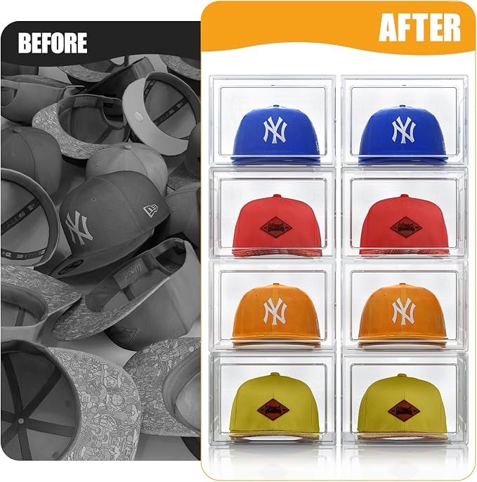 Hat Organizer Box, Stackable Clear Baseball Caps Holder Box Containers - Image 5