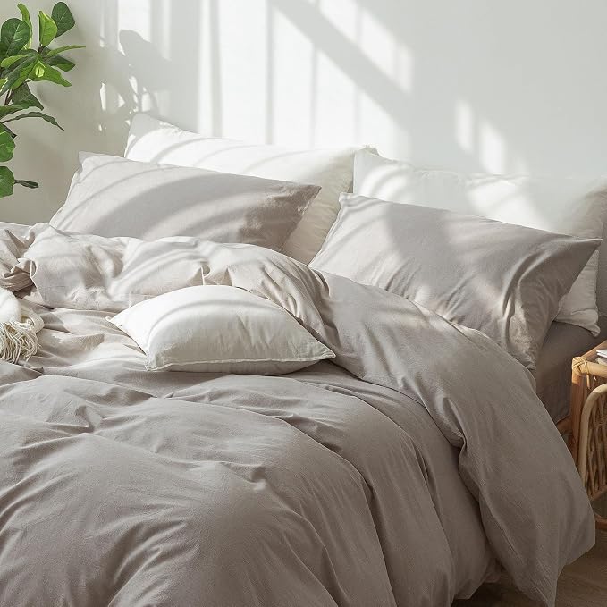 MooMee Bedding Pillowcases Pack of 2 100% Washed Cotton Linen Like Textured - Image 5