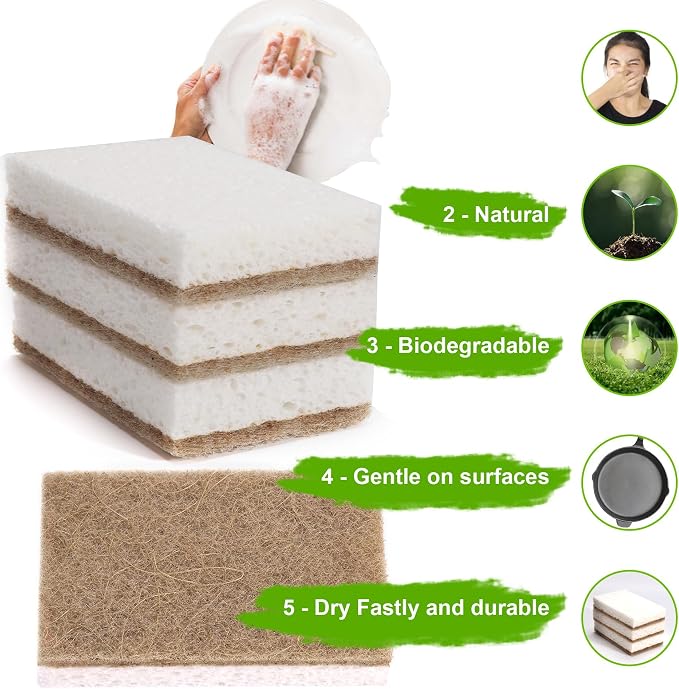 Natural Dish Sponges 16 Pack - Image 2