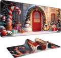 Christmas Scene Gaming Mouse Pad 35.4"x15.7"Desk Mat Anti-Slip Rubber Base & by ANNAQUEEN
