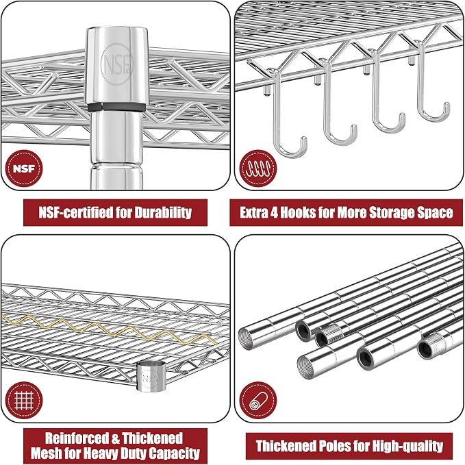 PrimeZone 5 Tier 48" Wx24''Dx81''H Wire Shelving - Image 8