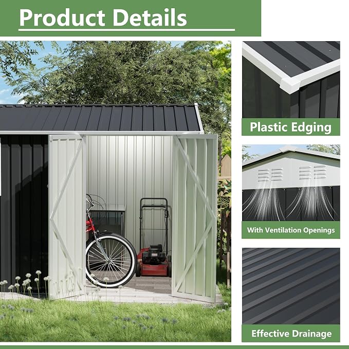 9 * 6 FT Metal Garden Storage Sheds - Image 4
