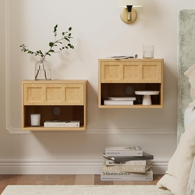 Floating Nightstand Set of 2, Wall Mounted Bedside Table - Image 6