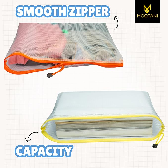 24 Pcs Mesh Zipper Pouch Bags A3 Inches Large Waterproof, Reusable Zipper Bags - Image 6