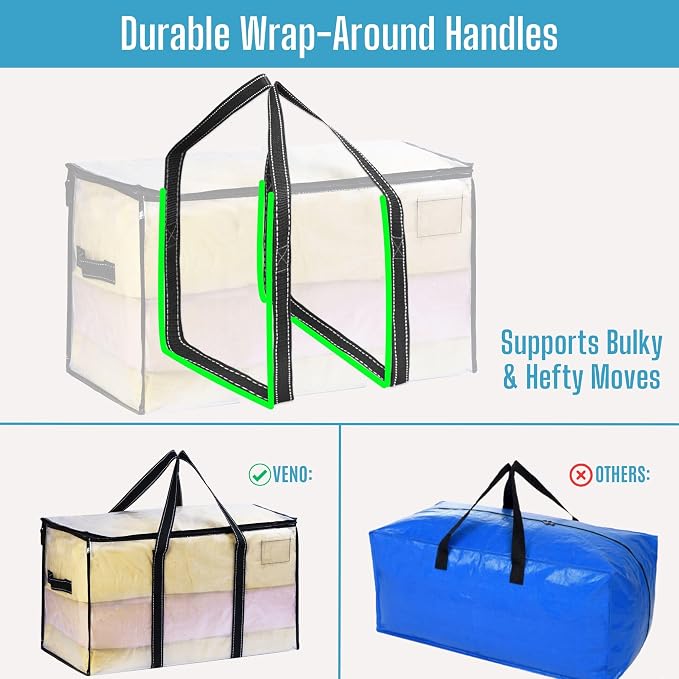 VENO 8 Pack Moving Bags & Large Christmas Storage Bins - Image 4