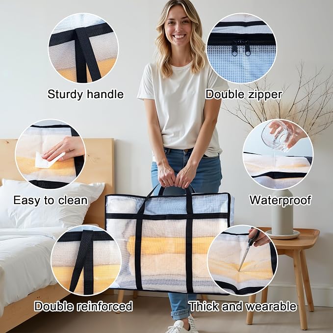 4 Pack Clear Blanket Storage Bags - Image 4
