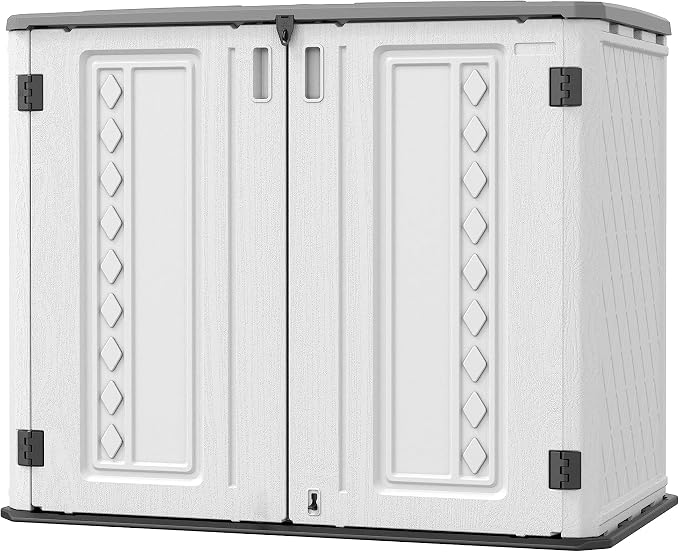Horizontal Outdoor Storage Shed, 34 Cu.ft Outdoor Storage Cabinet Waterproof by Mrosaa