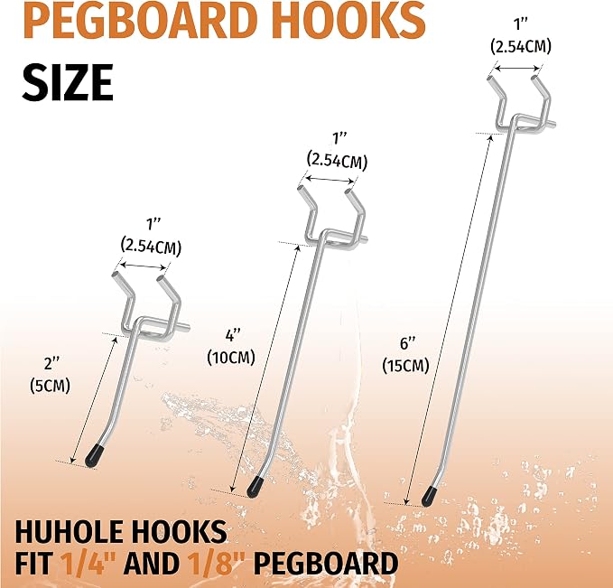 HUHOLE Pegboard Hooks 2 Inch 50PC, Ideal Garage Organization, Wall Storage Tool - Image 4