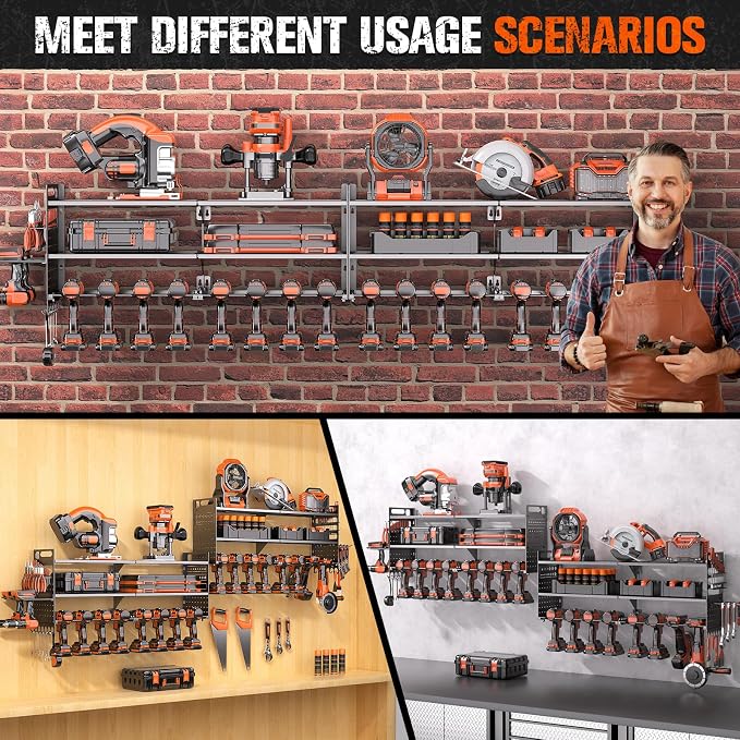 2-Pack Large Power Tool Organizer Wall Mount, Heavy Duty Cordless Tool Organizer - Image 4