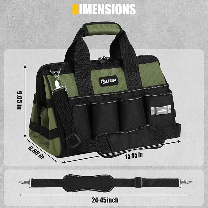 Heavy Duty Tool Bag 15-Inch, 16-Pocket Portable Empty Tool Box Organizer Storage - Image 2