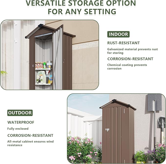 2.5x1.4 FT Mini Outdoor Storage Shed, Plastic Shed - Image 4