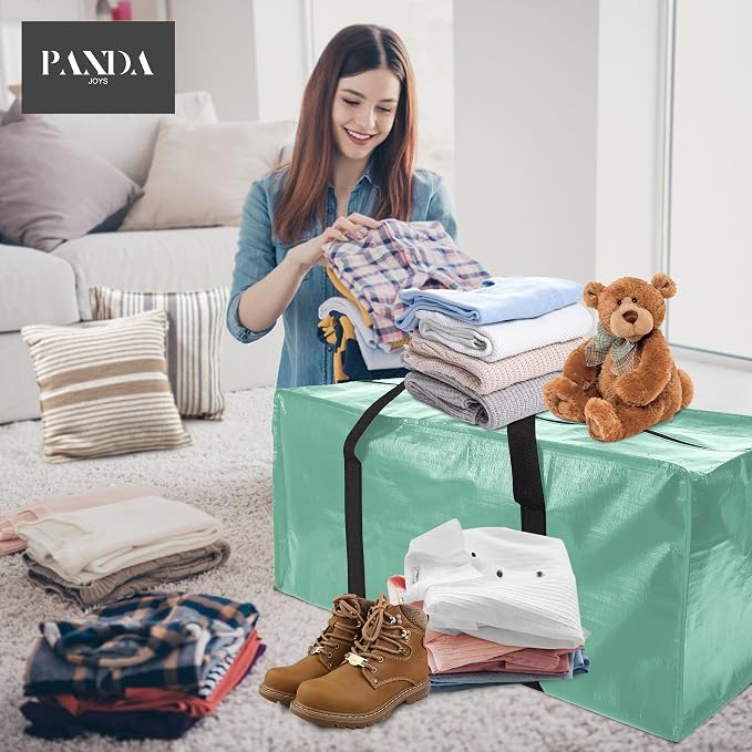 Extra Large Moving Bags with Zippers & Carrying Handles, Heavy-Duty Storage Tote - Image 3