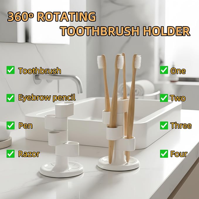 2-Pack 360° Rotating Toothbrush Organizer - Image 5