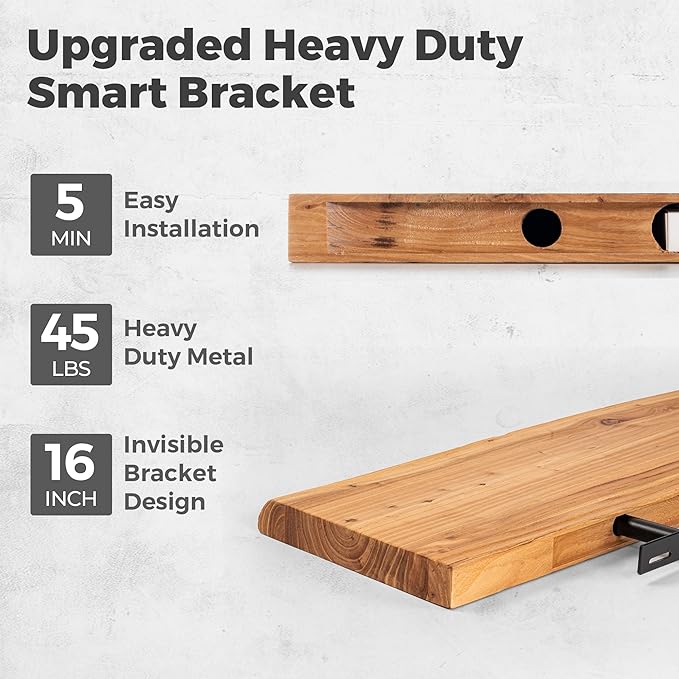RICHFOCUS Live Edge Elm Floating Shelves - Image 6