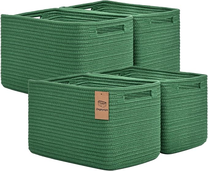 Storage Baskets for Organizing, 4 Pack Storage Baskets for Shelves, Woven by Degeyoyo