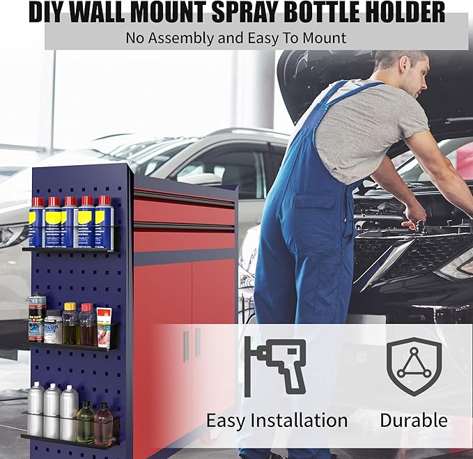 6 Pack Spray Bottle Holder Wall-Mounted, Aerosol Spray Can Holder Storage Rack - Image 2