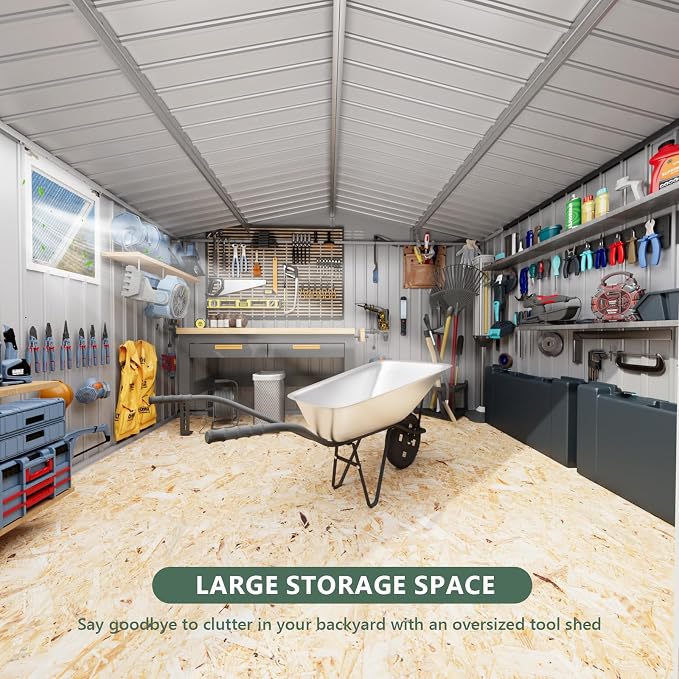 10x8 FT Metal Storage Shed, Outdoor Storage Building - Image 6