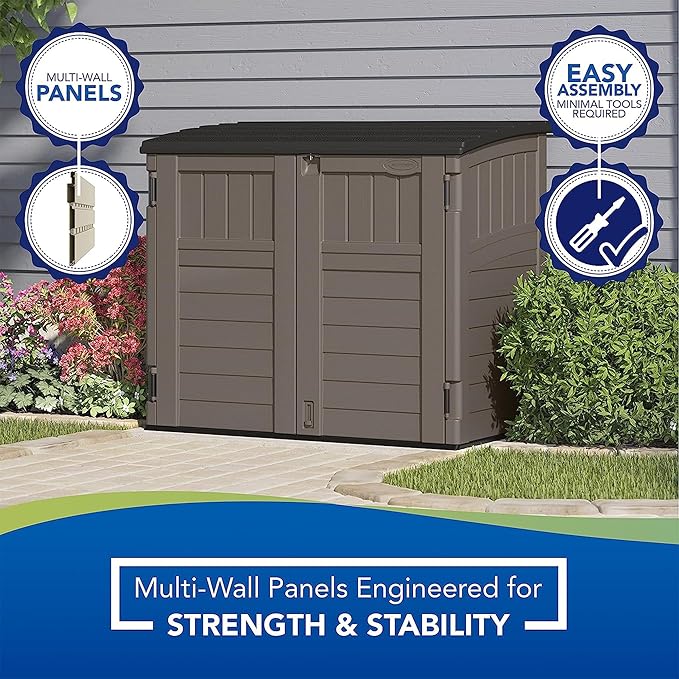 Suncast Outdoor Storage Shed for Backyard and Garden, Horizontal, Stoney Grey - Image 4