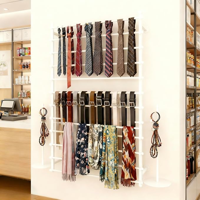 12 Layers 80cm White Wall Display Stand Wrapping Paper Ribbon Organizer Tie - Image 2