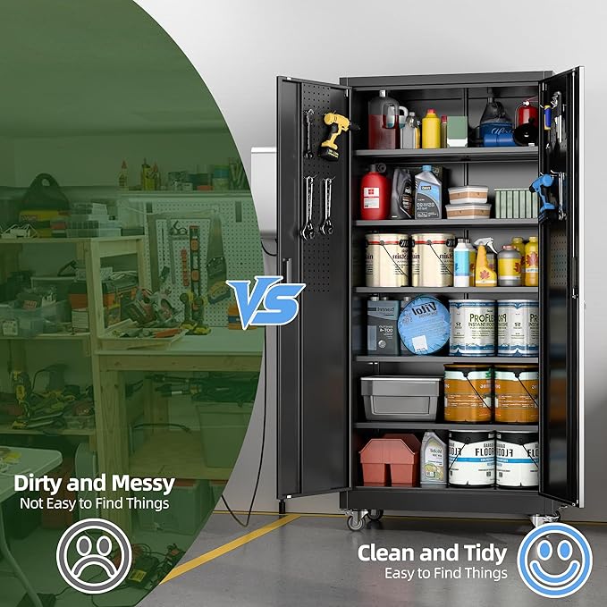 71" H×34" W×18" D Metal Garage Storage Cabinet - Image 8