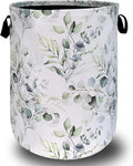 Watercolor Green Leaves Branches Laundry Hamper by SELIONLIKN