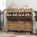 Shoe Cabinet with 4 Flip Drawers & 2 Drawers, Farmhouse Shoe Storage Cabinet by Halitaa