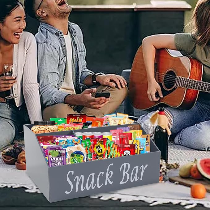 Snack Organizer for Countertop, 4 Compartments Acrylic Snack Organizer - Image 5