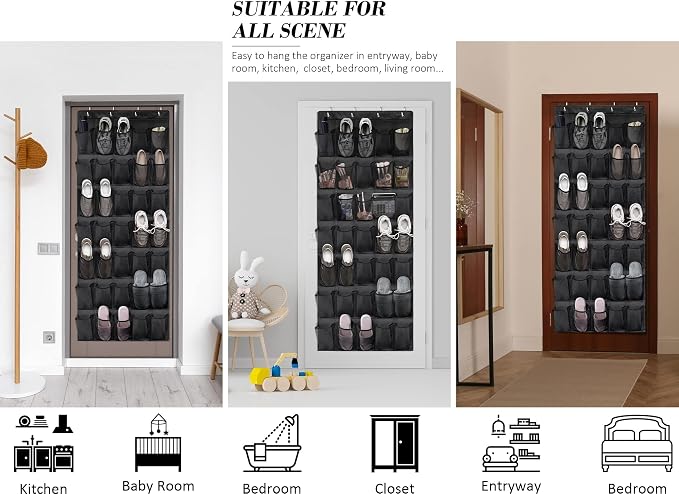 Tiblue Over The Door Shoe Organizers 35 Mesh Pockets Hanging Shoe Organizer - Image 7