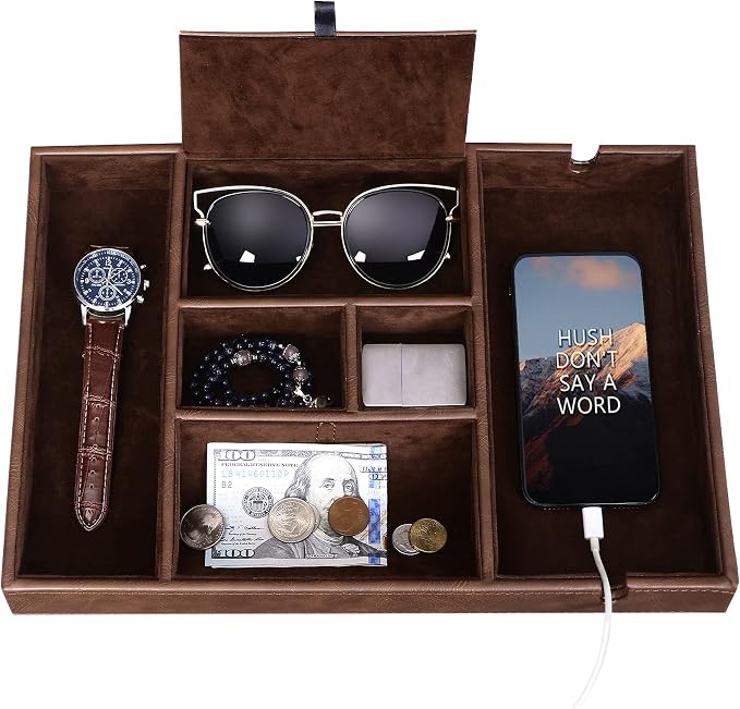 BEWISHOME Valet Tray for Men Dresser Organizer Nightstand Organizer Desktop by BEWISHOME