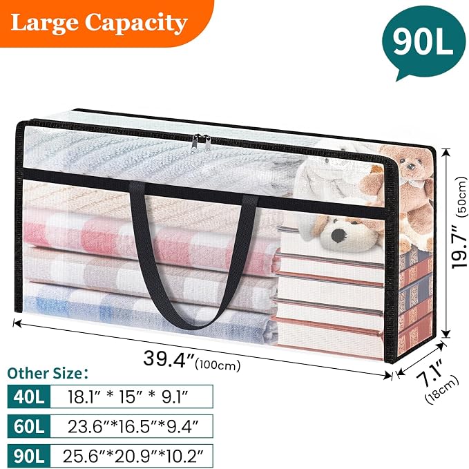 8 Pack Long Clear Storage Bags for Comforter, Clothes & Bedding, Plastic - Image 2