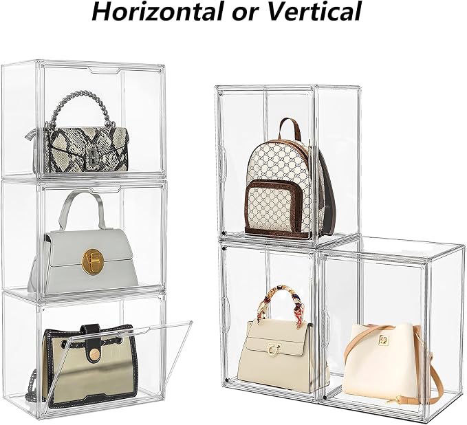 Attelite Purse Organizer for Closet, 9 Pack Clear Acrylic Display Case for - Image 3