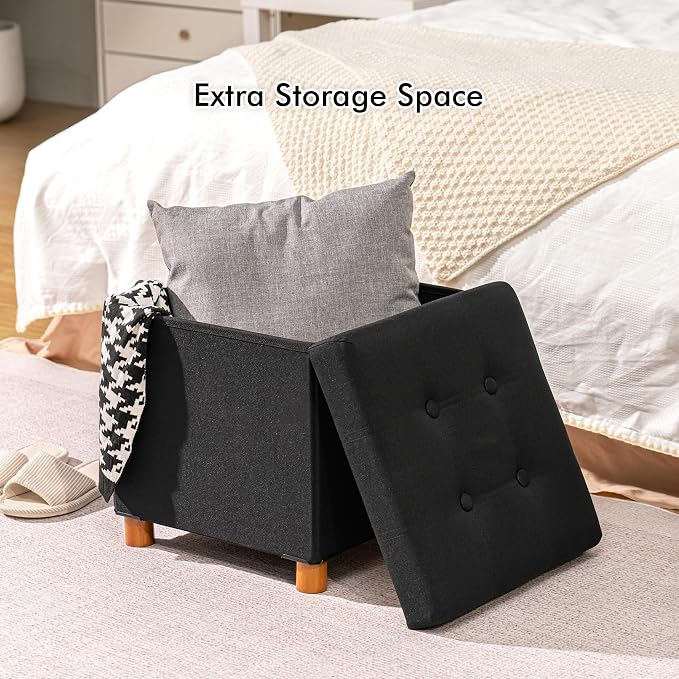 PINPLUS Storage Ottoman Cube, Linen Footrest - Image 4