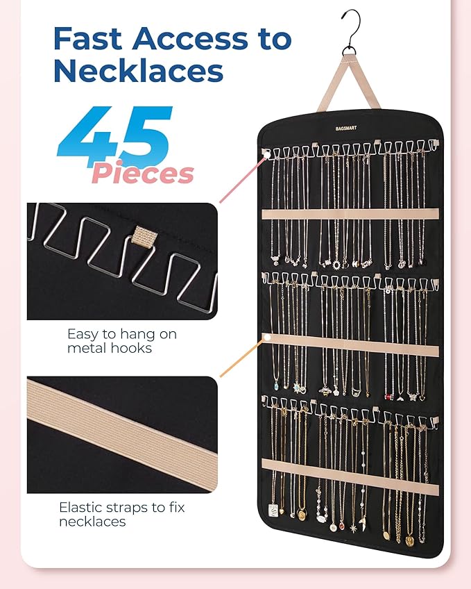 BAGSMART Hanging Jewelry Organizer, Necklace Holder Anti-tangle Earrings Rings - Image 2