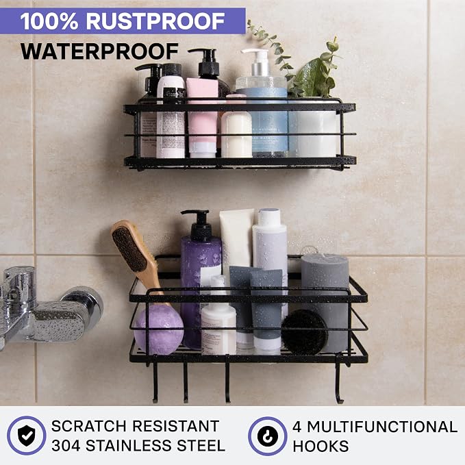 KINCMAX Premium Shower Caddy, No Drill Bathroom Shelves, Rustproof Stainless - Image 2