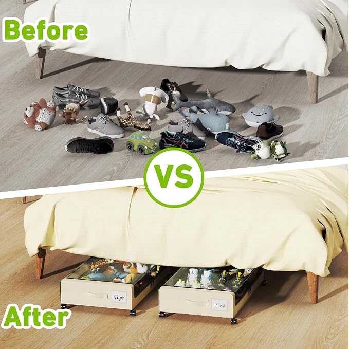 Under Bed Storage with Wheels, XXL 60L Under the Bed Storage Bins, Underbed - Image 6