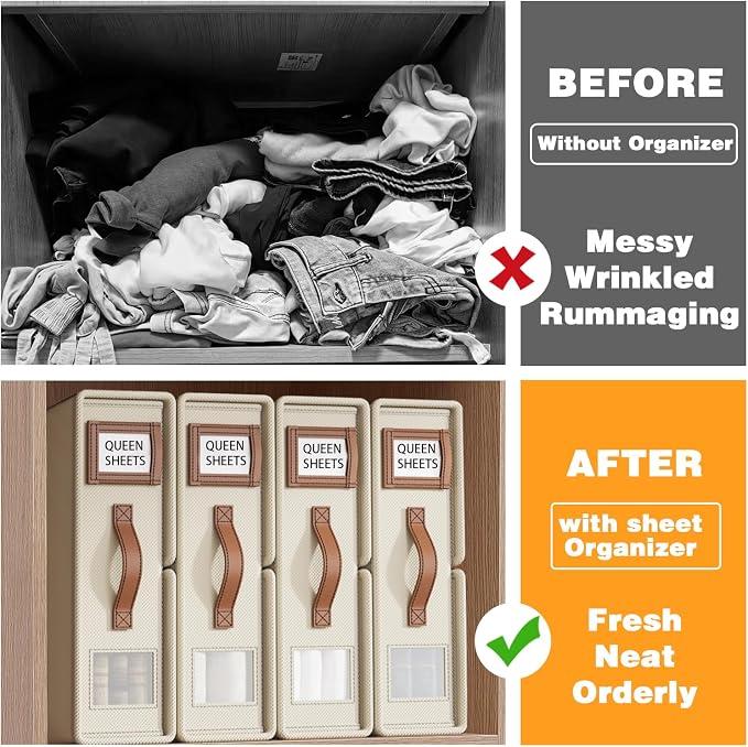 Bed Sheet Organizers and Storage – Foldable Linen Closet Organizers - Image 8