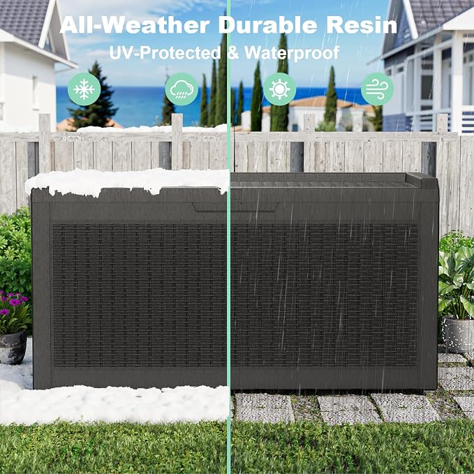 60 GallonOutdoor Storage Box, Resin Deck Boxes Waterproof, IndoorOutdoor Bin - Image 7